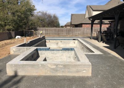 square style pool concrete and tile work